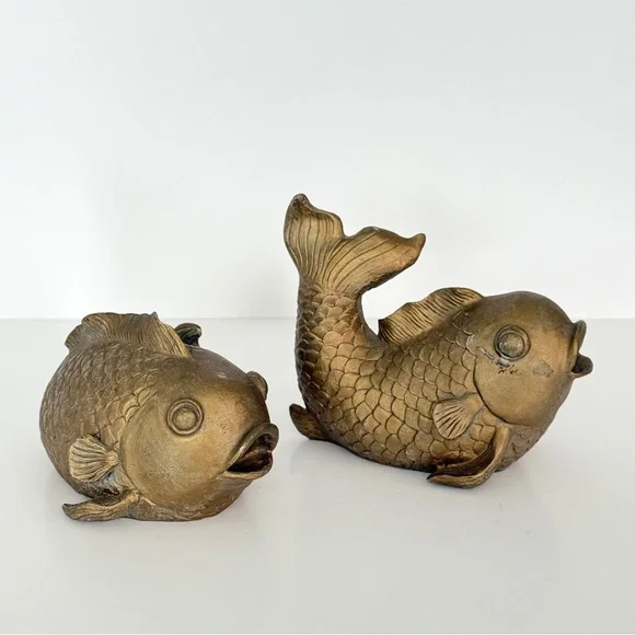 Gold Fish Figurines | Vintage-Inspired Home Decor Accents - Picture 2 of 12